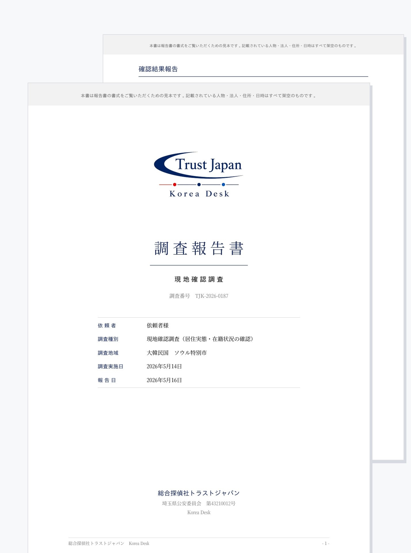 韓国 現地確認調査 報告書の見本